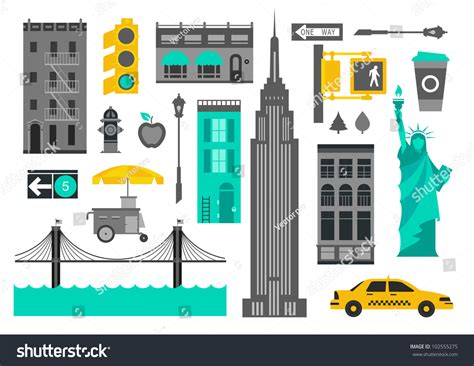 Vector Set New York City Icons Stock Vector (Royalty Free) 102555275