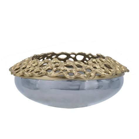 A&B Home Percy Aluminum & Glass Decorative Bowl