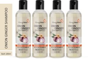 flora shine Premium Onion Ginger Shampoo Combo Pack 4 Bottle of 100 ml ...