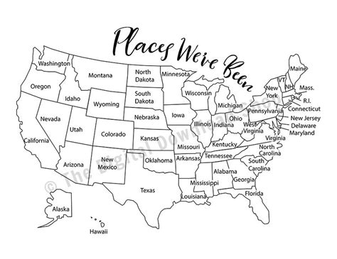 Places I've Been Map Coloring Page Printable, USA Map Coloring ...