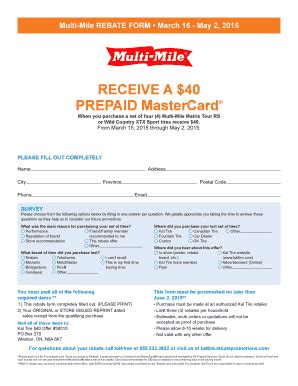 Fillable Online MultiMile REBATE FORM March 15 May 2, 2015 RECEIVE A ...