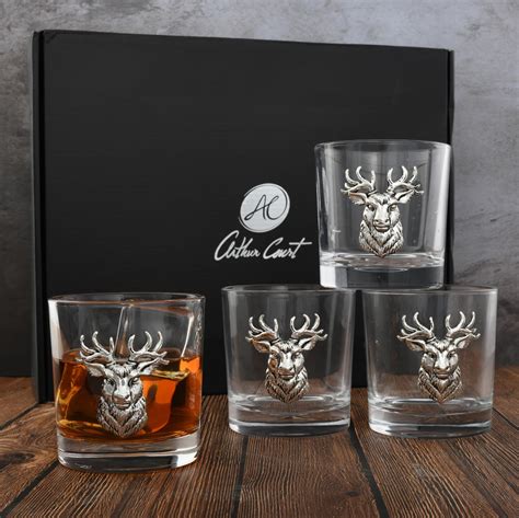 Amazon.com | Arthur Court Elk Head Double Old Fashioned Whiskey Glasses ...