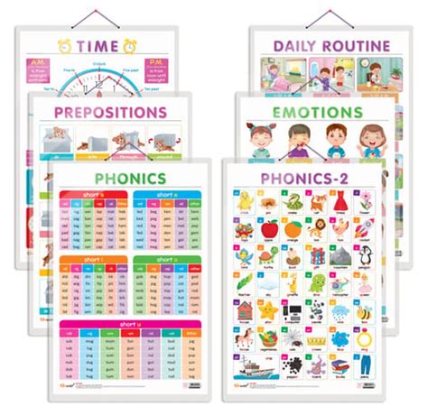 Set of 6 TIME, EMOTIONS, DAILY ROUTINE, PREPOSITIONS, PHONICS - 1 and ...