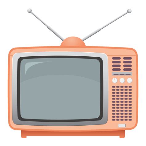 Retro TV orange color front view with blank space at screen. Vintage ...