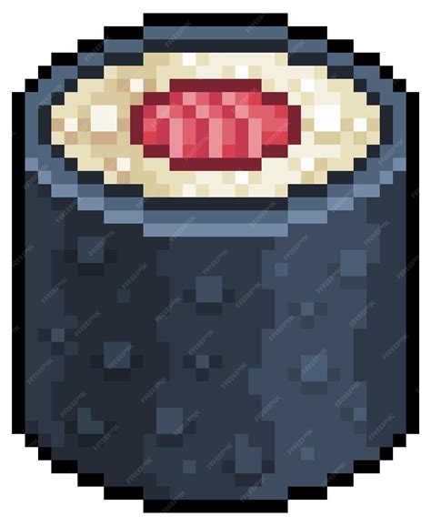 Premium Vector | Pixel art tekkamaki sushi japanese food vector icon ...