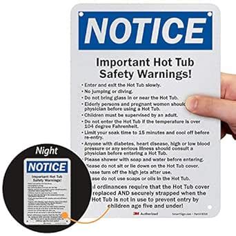 "Important Hot Tub Safety Warnings" Sign By SmartSign | 7" x 10" 3M ...