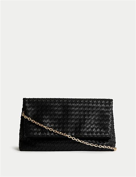 Buy Faux Leather Woven Clutch Bag at Marks & Spencer