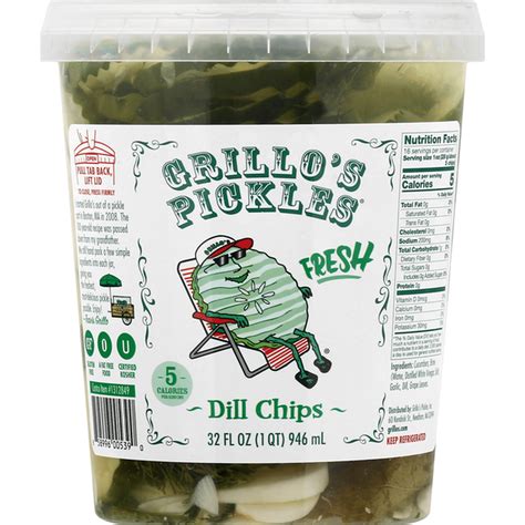 Grillo's Pickles Dill Chips, Fresh (32 fl oz) Delivery or Pickup Near ...