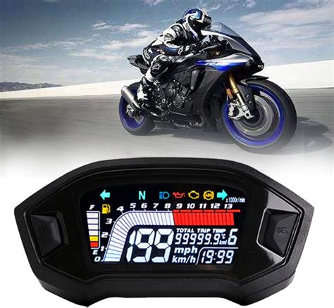 Buy BLUERICE Real Color Digital Motorcycle Speedometer 199 Kph Mph ...