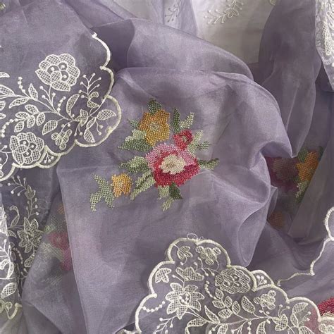 Twilight Lilac Multicolor Thread Organza Dupatta – anokherang