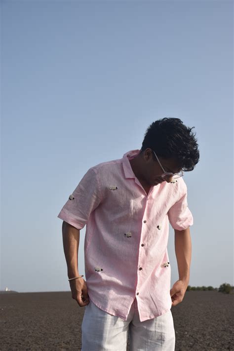 Pink Sheep Shirt – Hand-embroidered on Linen | Kissa-goi – Kissa-goi ...