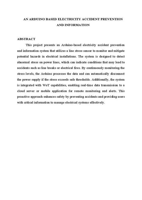 Arduino-Based Electricity Accident Prevention System: Abstract - Studocu