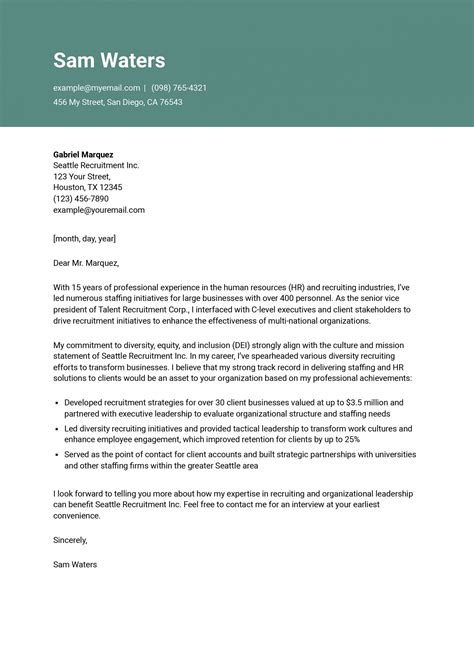 Image result for Cover Letter Examples