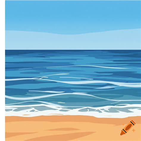 Stylized illustration of a beach and ocean. on Craiyon