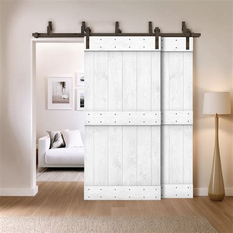 CALHOME 72-in x 84-in White Knotty pine Wood Solid core Double Bypass ...