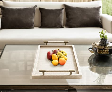 Cream Rectangular tray With Satin Gold Handles – Maison SIA