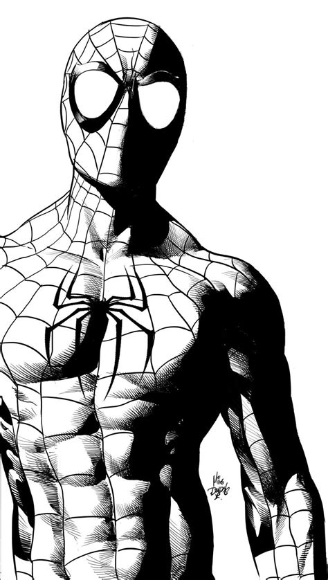 spiderman drawing black and white