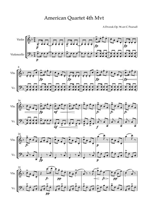 American Quartet 4th Movement for String Duo Op. 96 (arr. Caroline ...