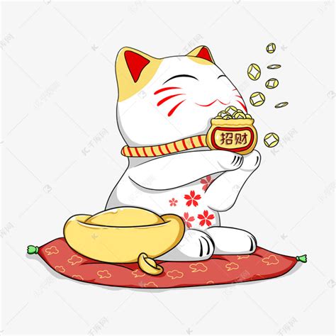 招财猫收压岁钱卡通手绘素材图片免费下载-千库网