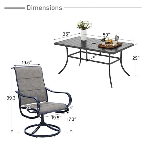 Sunshine Valley 7-Piece Black Patio Dining Set Steel Rectangle Table ...