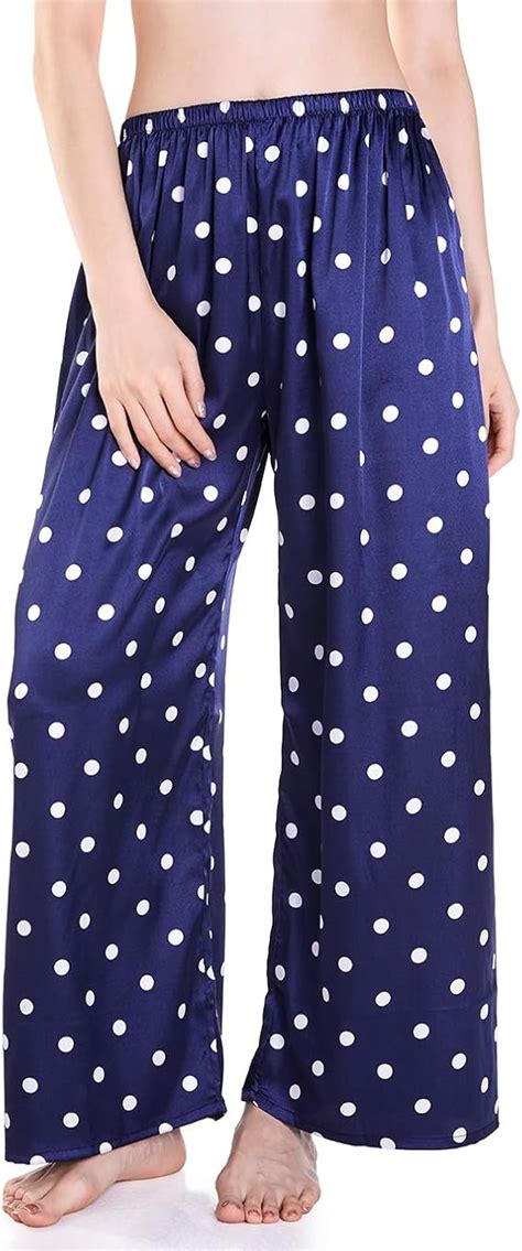 Buy Wantschun Womens Wide Leg Pajama Pants Satin Silk Casual Loose ...