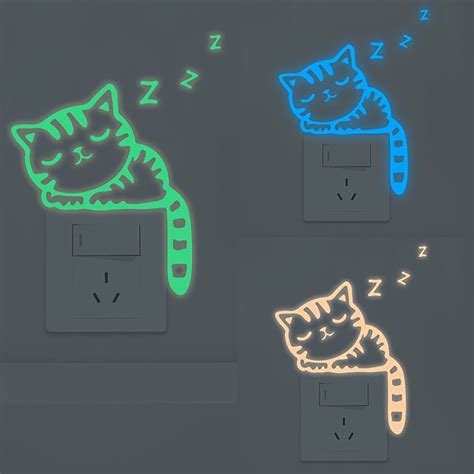 Glow in the Dark Cat Wall Stickers - Cute Cartoon Design – CRAZE