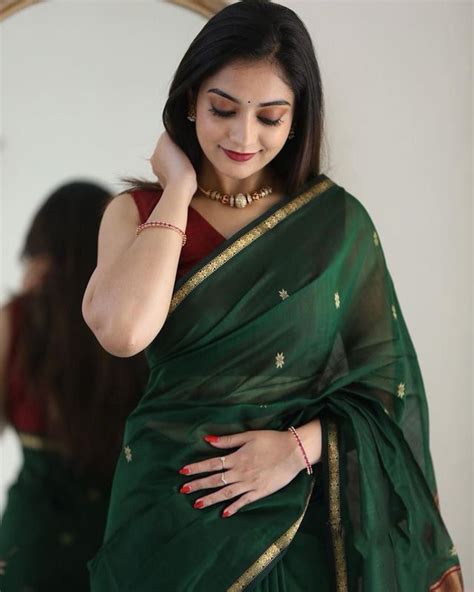 Fairytale Moss GreenCotton Silk Weaving Saree – Saree rang