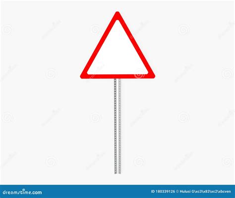 Empty Triangle Traffic Sign with Metal Pillar. Isolated on White ...