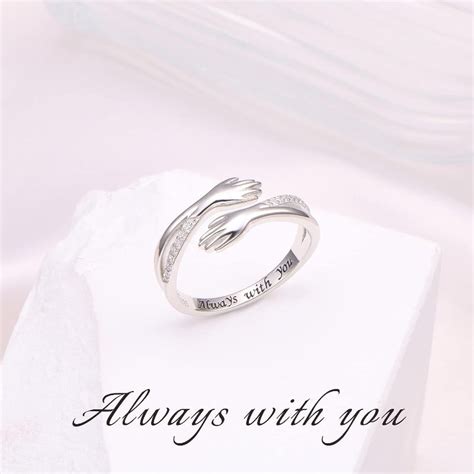 Silver Hugging Hand Promise Ring Cubic Zirconia Stones – ZaveriX Silver
