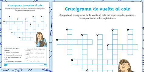 Crucigrama: vuelta al cole - Twinkl