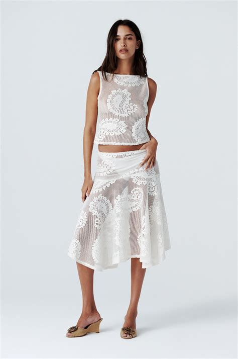Maeve Midi Skirt | White Lace – With Jéan