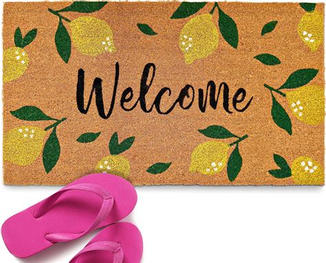 Amazon.com: MAINEVENT Lemon Doormat, 30x17 Inch, Outdoor Rug, Yellow ...