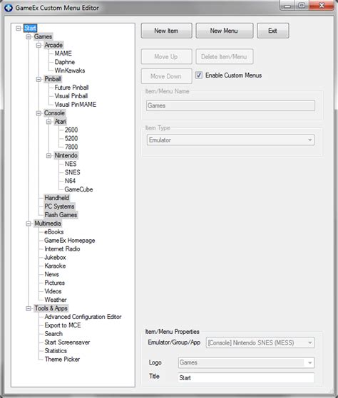 Image result for GameEx Custom Menu Editor