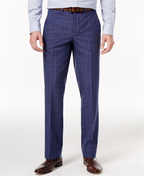Nautica Men's Slim-Fit Blue Glen Plaid Dress Pants | CheapUndies