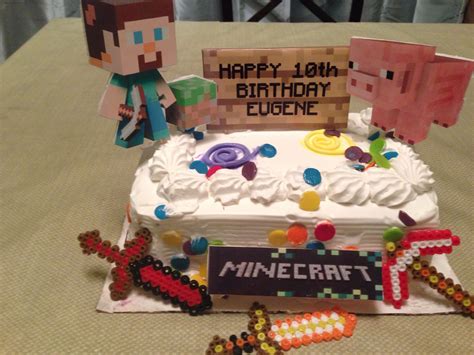 Homemade Minecraft Toppers on Safeway Ice Cream Cake