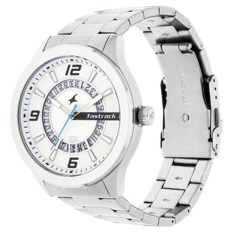 Fastrack Loopholes Quartz Analog with Date White Dial Stainless Steel ...