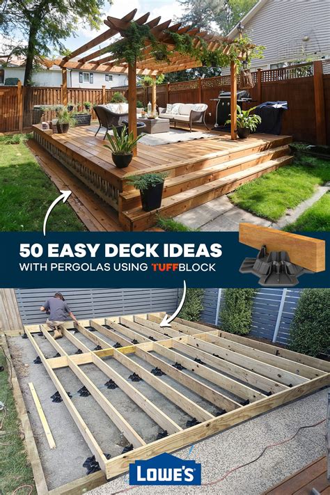 50 Easy To Build Decks With Pergolas Using TuffBlocks | How to build ...