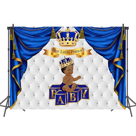Buy Avezano Royal Blue Baby Shower Backdrop Ethnic Little Prince Gold ...