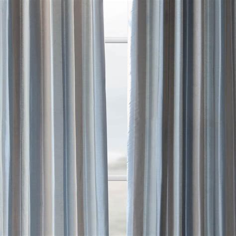 Eaton Blue & Grey Striped Faux Silk Curtains