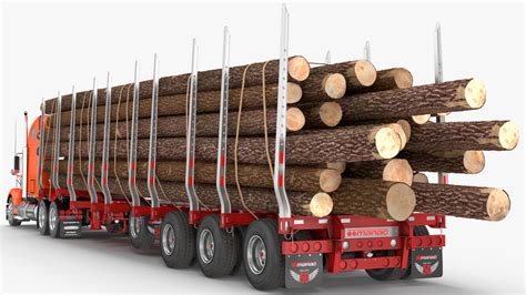 Freightliner Truck with Logging Trailer 3D model | 3D Molier International
