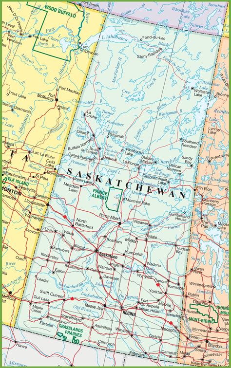 Saskatchewan road map - Ontheworldmap.com