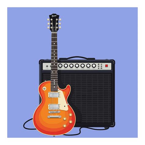 Electric guitar with amplifier orange sunburst colors music instrument ...