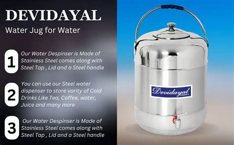 Devidayal Stainless Steel Water Dispenser with Tap | Water Storage ...