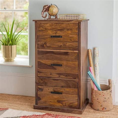 Unique Woodcraft Sheesham Wood Chest of 3 Drawers Wooden Dresser for ...