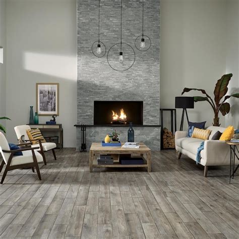 Mohawk ForeverStyle Smoke Wood 6-in x 36-in Matte Porcelain Wood Look ...