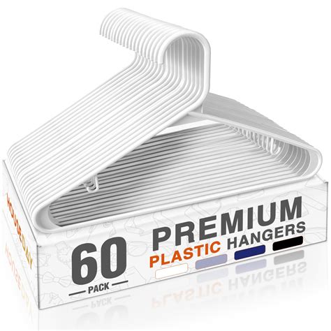 HOUSE DAY White Plastic Hangers 60 Pack, Clothes Hangers with Non Slip ...