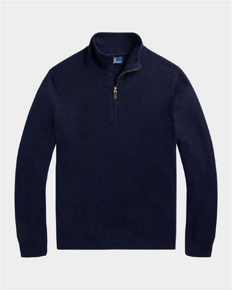 Polo Ralph Lauren Men's Wool Quarter-Zip Sweater | Neiman Marcus