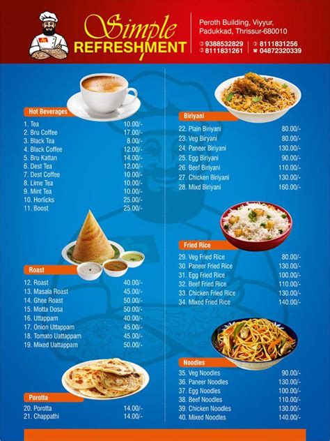 Menu at Simple Refreshment Cafe, Thrissur