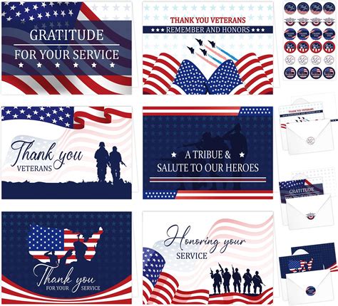 Amazon.com : 24 Pcs Veterans Day Cards with Envelopes: Veteran Thank ...