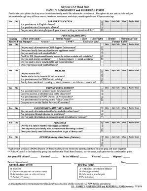 Fillable Online skylinecap Skyline CAP Head Start FAMILY ASSESSMENT and ...